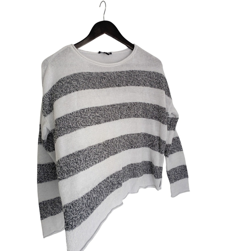 Eileen Fisher 100% Organic Linen White‎ Striped Knit Sweater S NWOT $228 Coastal